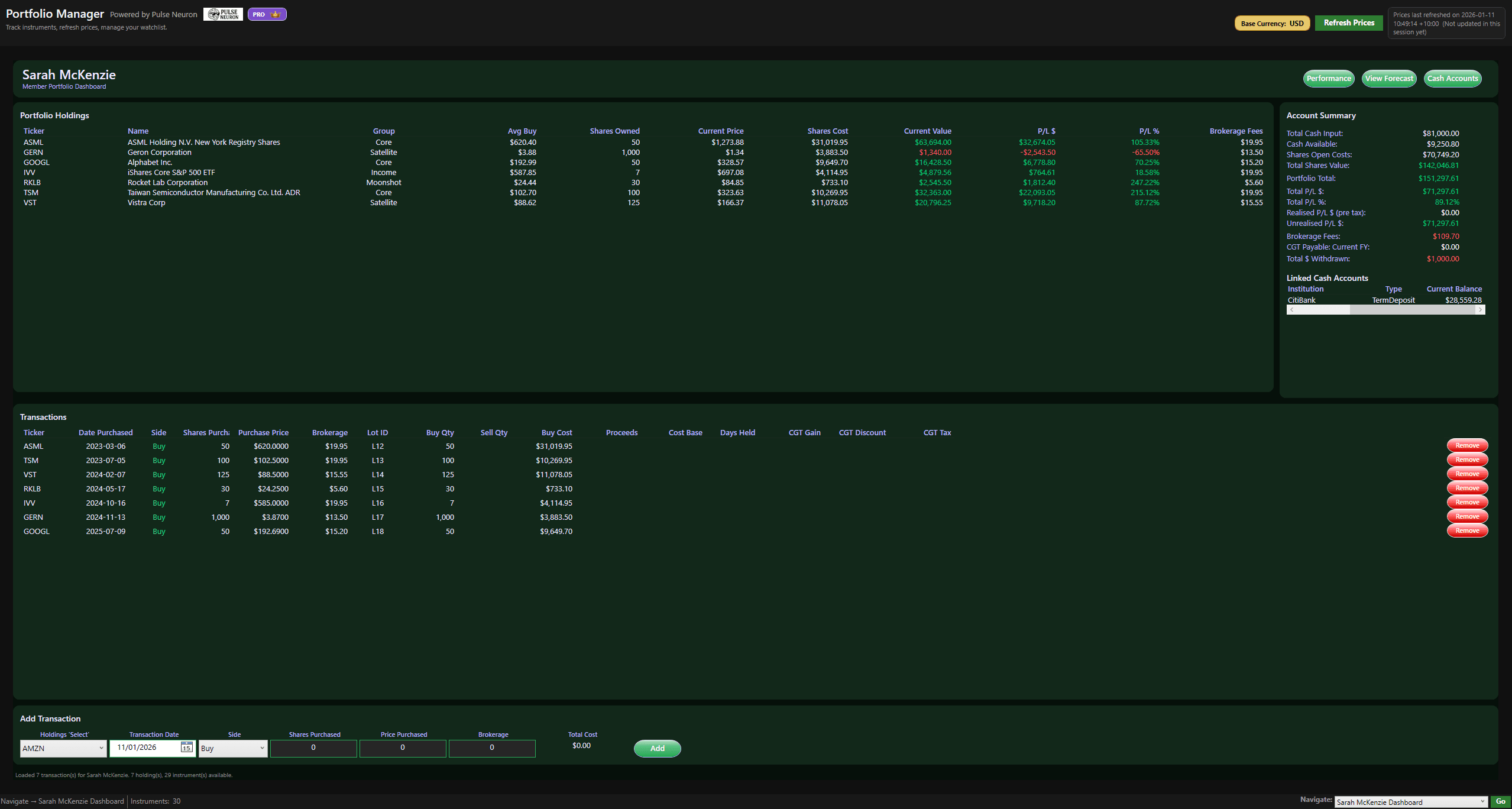Alternate Member dashboard