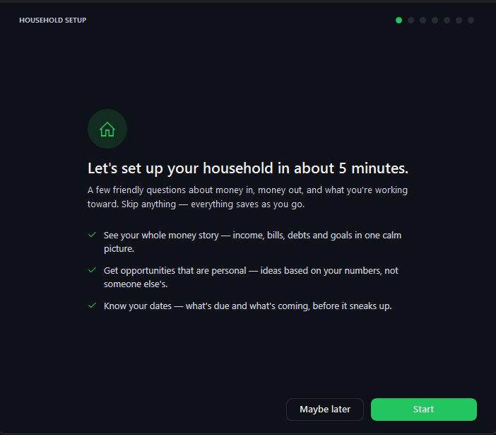 Household setup wizard